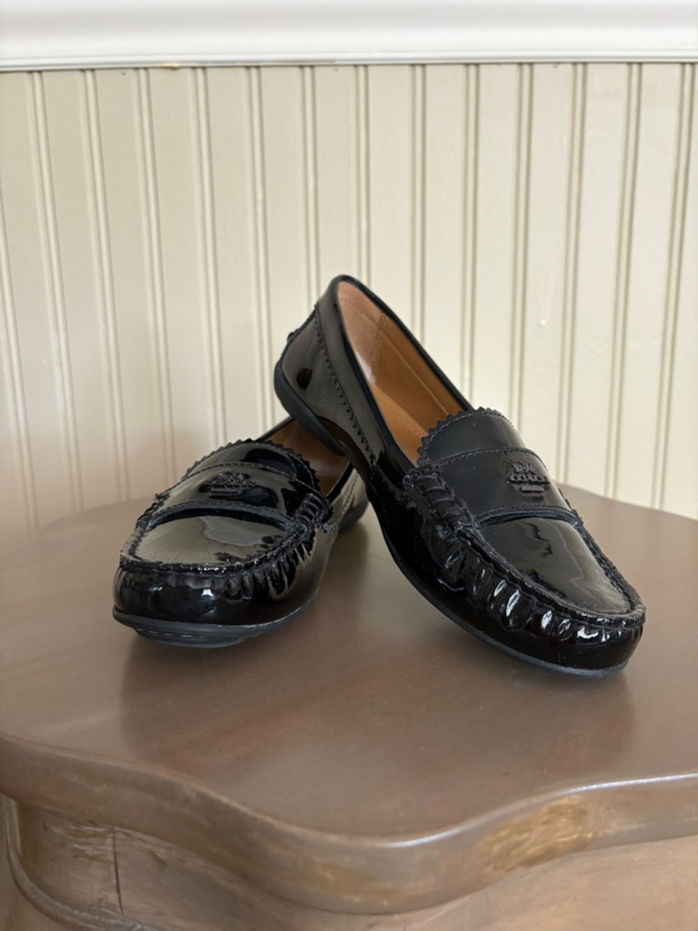 Coach Black Patent Leather Penny Loafers